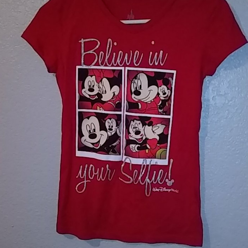 Red Mickey and Minnie shirt